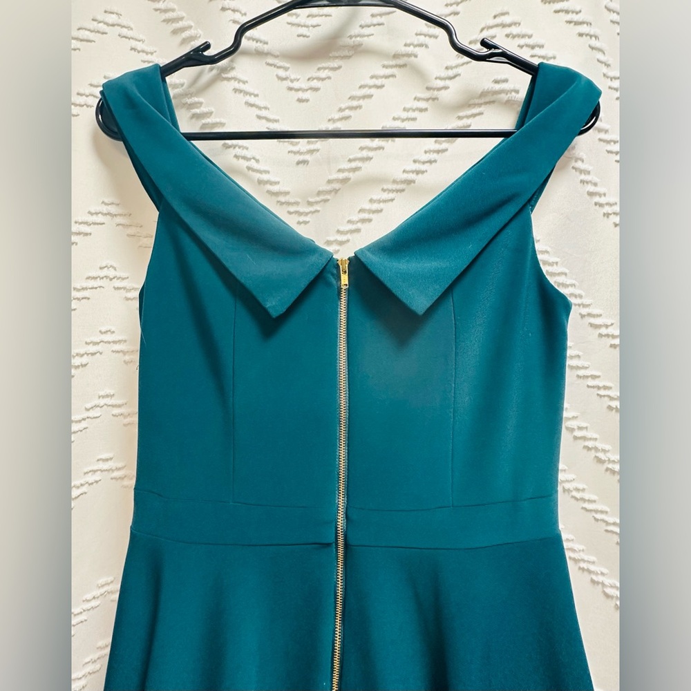 Xscape Teal Off the Shoulder Dress Size 4 - Picture 5 of 6